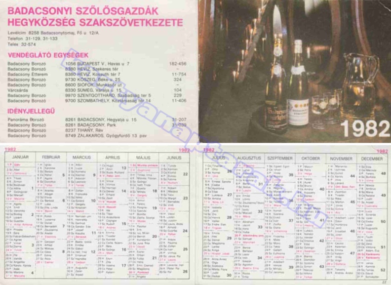 BADACSONYI SZŐLŐSGAZDÁK HEGYKÖZSÉG SZAKSZÖVETKEZETE VENDÉGLÁTÓ EGYSÉGEK IDÉNYJELLEGŰ: BADACSONY BADACSONYTOMAJ BUDAPEST HÉVÍZ KŐSZEG SIÓFOK SÜMEG SZENTGOTTHÁRD SZOMBATHELY 1982_0713.jpg