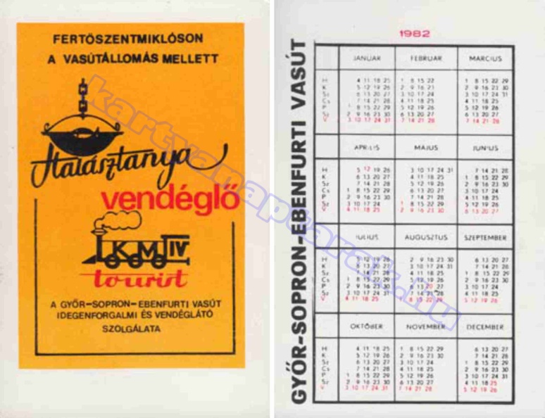 FERTŐSZENTMIKLÓSON A VASÚTÁLLOMÁS MELLETT HALÁSZTANYA VENDÉGLŐ A GYŐR-SOPRON EBENFURTI VASÚT IDEGENFORGALMI ÉS VENDÉGLÁTÓ SZOLGÁLATA LOKOMOTIV TOURIST 1982_0785.jpg