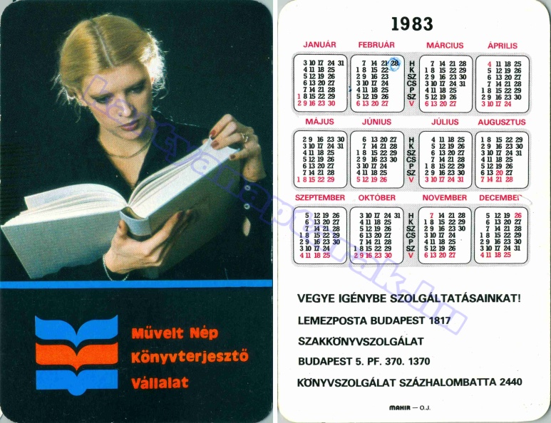 MŰVELT NÉP KÖNYVTERJESZTŐ VÁLLALAT VEGYE IGÉNYBE SZOLGÁLTATÁSAINKAT! LEMEZPOSTA BUDAPEST SZAKKÖNYVSZOLGÁLAT KÖNYVSZOLGÁLAT SZÁZHALOMBATTA 1983_0065.jpg