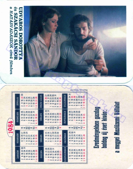 UDVAROS DOROTTYA ÉS SZAKÁCSI SÁNDOR A HATÁSVADÁSZOK CÍMŰ FILMBEN BUÉK A MEGYEI MOZIÜZEMI VÁLLALAT 1984_0001.jpg